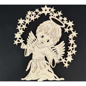 AMADEA Dřevěná ozdoba anděl 15 cm