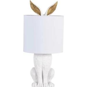 Designová zlatá lampa Mazaný zajíček s bílým stínítkem 45 cm