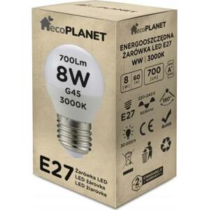 ecoPLANET LED žárovka E27 - G45 - 8W - 700lm - teplá bílá