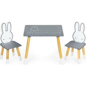 ECOTOYS Dětský dřevěný stolek Bunny + 2 židle