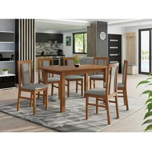 Rozkládací stůl se 6 židlemi - AL65, Barva dřeva: olše, Potah: Hygge D91