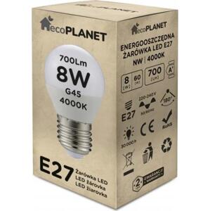 ecoPLANET LED žárovka E27 - G45 - 8W - 700lm - neutrální bílá