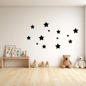 dřevo života Sada 12 samolepicích hvězd na zeď Rozměry (cm): 4-8, Barevný vzor: Černá