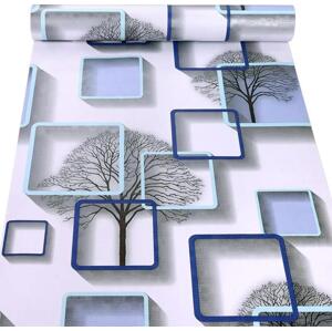 Samolepící tapety 45 cm x 10 m IMPOL TRADE 9114 stromy s rámečky s 3D efektem modré samolepící tapety