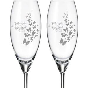 Dekorant svatby Svatební skleničky na šampaňské Motýlci 290 ml 2KS