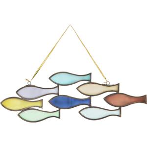 MADAM STOLTZ Skleněná dekorace Colour Fish, multi barva, sklo, kov