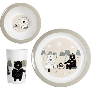 sass & belle Set dětského nádobí Bear Adventure, šedá barva, plast