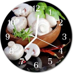 Skleněné hodiny kulaté houby fi 30 cm