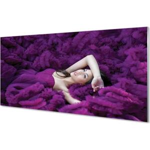 Obraz na skle Žena purple 140x70 cm
