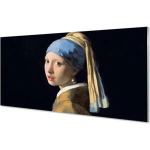 Obraz na skle Art Dívka s perlou 100x50 cm
