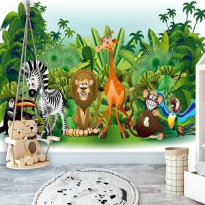 Samolepící fototapeta - Zvířata v džungli pro děti 196x140