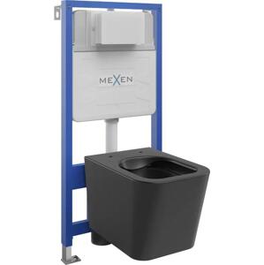 Mexen WC podomítkový set Felix Slim stojan s WC mísou Teo, Matná černá - 6103385XX85