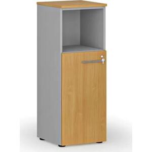 Kombinovaná kancelářská skříň PRIMO GRAY, 1087 x 400 x 420 mm, šedá/buk