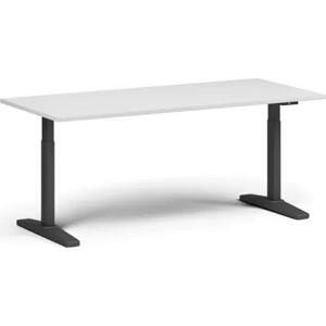 Výškově nastavitelný stůl, elektrický, 675-1325 mm, deska 1800x800 mm, černá podnož, bílá