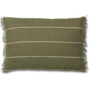 ferm LIVING Bavlněný polštář Calm Olive 60x40 cm, zelená barva, textil