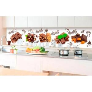 DIMEX | Fototapeta do kuchyně Čokoláda KI-350-021 | 350 x 60 cm | zelená, bílá, hnědá