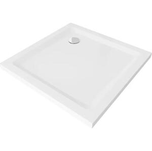 Mexen Flat čtvercová vanička do sprchového kout slim 100 x 100 cm, Bílá, sifon Chromovaná - 40101010