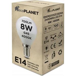 ecoPLANET LED žárovka G45 - E14 - 8W - 700lm - studená bílá