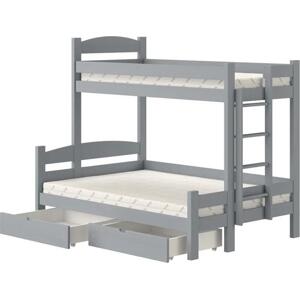 postel patrová s zásuvkami Lovic pravá - šedý, 90x200/120x200