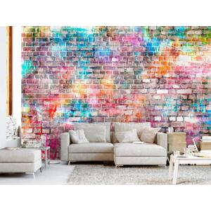 Fototapeta Barvy duhy - městská cihlová zeď v barevném desénu pro teenagery