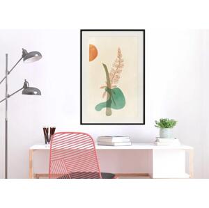 Plakát Voňka - unikátní abstrakce s rostlinou a kulatými tvary v boho stylu