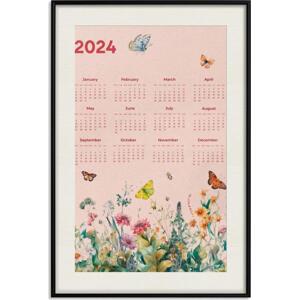 Plakát Kalendář 2024 - krásní motýli poletující nad rozkvetlou loukou