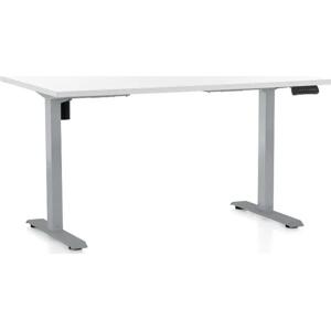 Výškově nastavitelný stůl OfficeTech B, 140 x 80 cm, šedá podnož, bílá