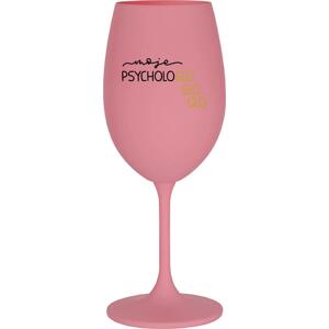 MOJE PSYCHOLOGLOGLOGLO - růžová sklenice na víno 350 ml