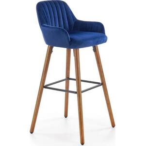 Barová židle Alessia, modrá / přírodní dřevo