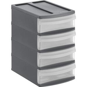 XXS - Box s 4 zásuvkami, úložný box vysunovací, antracit, Rotho SYSTEMIX - TOWER