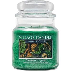 VILLAGE CANDLE Svíčka Village Candle - Cardamom and Cypress 389 g, zelená barva, sklo