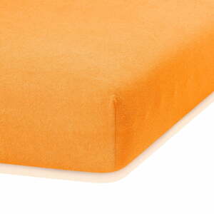 Oranžové elastické prostěradlo s vysokým podílem bavlny AmeliaHome Ruby, 100/120 x 200 cm