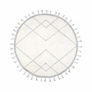 Bílo-šedý bavlněný ručně vyrobený koberec Nattiot Come, ø 120 cm