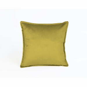Žlutý sametový polštář Velvet Atelier Tercio , 45 x 45 cm