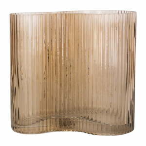 Světle hnědá skleněná váza PT LIVING Wave, výška 18 cm