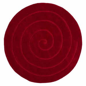 Rubínově červený vlněný koberec Think Rugs Spiral, ⌀ 140 cm