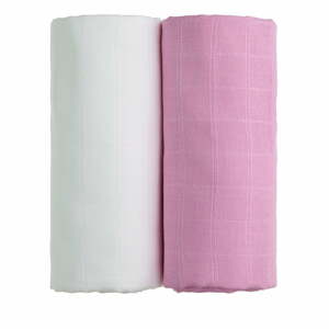 Sada 2 bavlněných osušek v bílé a růžové barvě T-TOMI Tetra, 90 x 100 cm