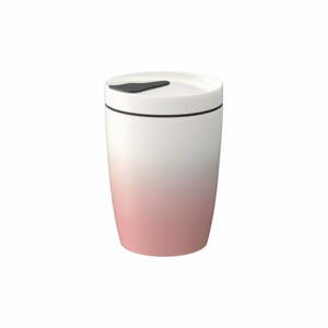 Růžovo-bílý porcelánový cestovní hrnek Villeroy & Boch Like To Go, 290 ml