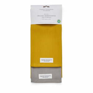 Sada 2 žluto-šedých bavlněných utěrek Cooksmart ® Herringbone, 45 x 65 cm