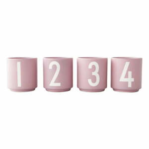 Sada 4 růžových hrnků z imitace porcelánu Design Letters, 0,5 l