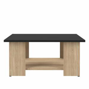 Konferenční stolek v dekoru dubu s černou deskou 67x67 cm Square - TemaHome