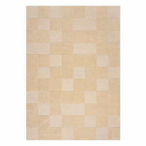 Béžový vlněný koberec 170x120 cm Checkerboard - Flair Rugs