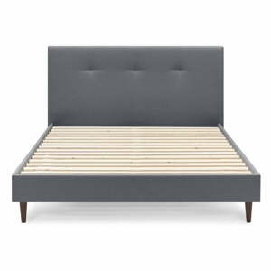 Tmavě šedá čalouněná dvoulůžková postel s roštem 160x200 cm Tory - Bobochic Paris