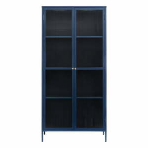 Tmavě modrá kovová vitrína 90x190 cm Bronco – Unique Furniture