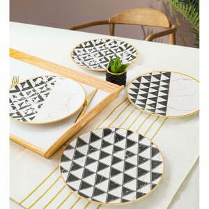 Černo-bílé keramické talíře v sadě 4 ks ø 25 cm – Hermia