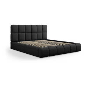 Černá čalouněná dvoulůžková postel s úložným prostorem s roštem 140x200 cm Bellis – Micadoni Home