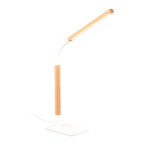LED stmívatelná stolní lampa v bílé a přírodní barvě s dřevěným stínidlem (výška 73,5 cm) Norris – Trio