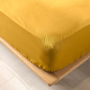 Žluté napínací prostěradlo z Bio bavlny 140x190 cm Biolina – douceur d'intérieur