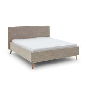 Béžová čalouněná dvoulůžková postel s úložným prostorem s roštem 180x200 cm Riva – Meise Möbel