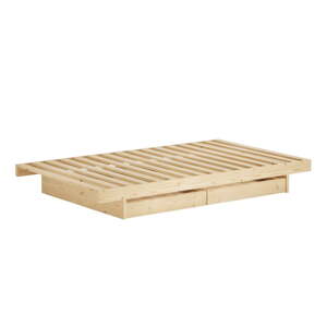 Dvoulůžková postel z borovicového dřeva s úložným prostorem s roštem v přírodní barvě 140x200 cm Kanso – Karup Design